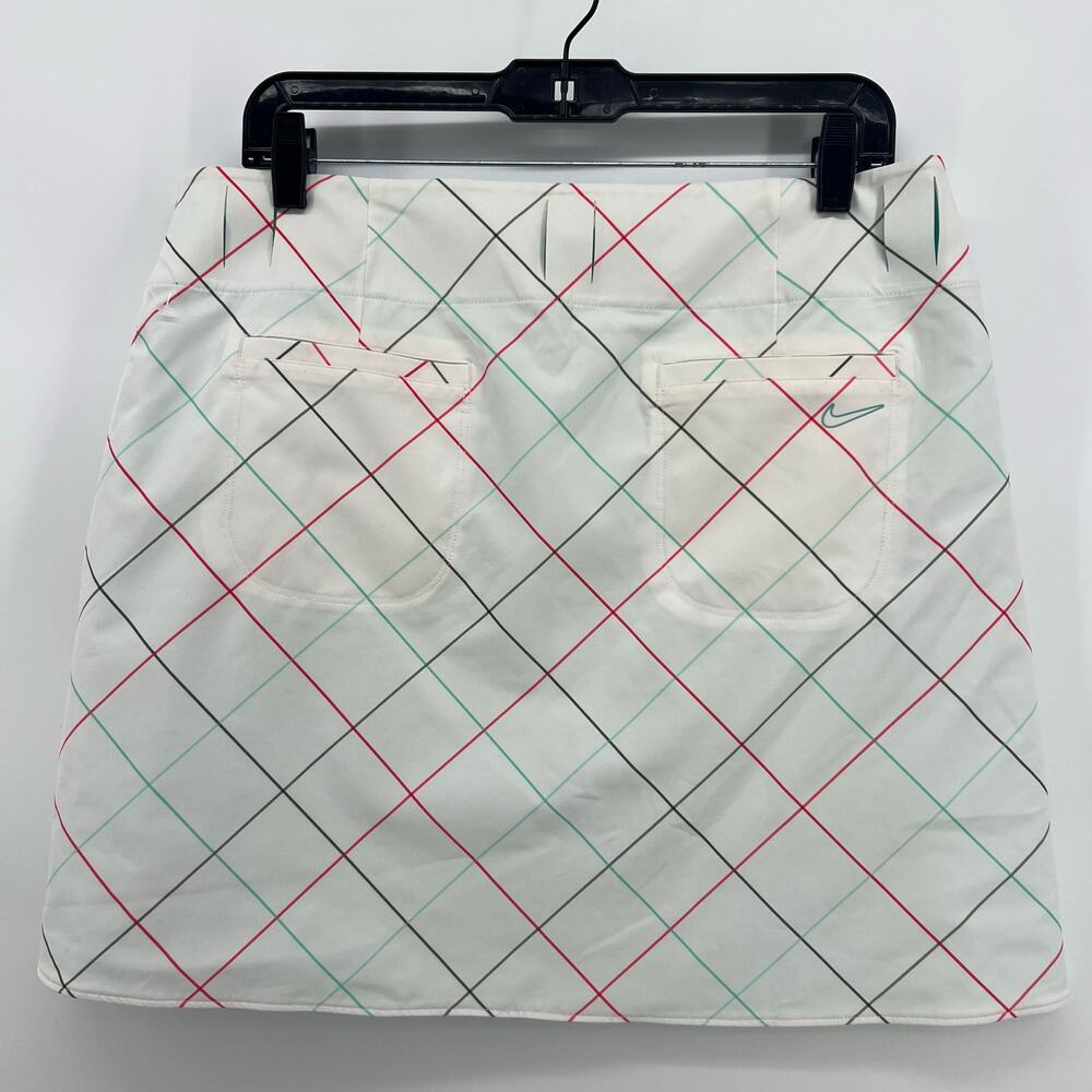 Nike Dri-FIT Tennis Skirt Women’s Size 10 White Plaid Reversible Teal Preppy